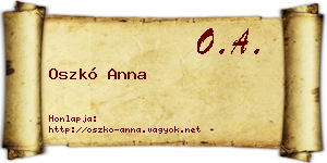 Oszkó Anna névjegykártya