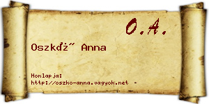 Oszkó Anna névjegykártya